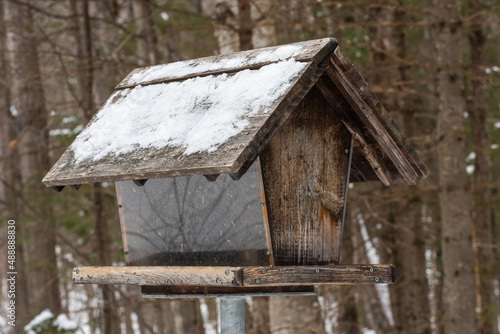 Bird table in winter in the Cap-Tourmente National Wildlife Area situated on the Beaupre cost at Saint-Joachim (Quebec, Canada) © Adrien