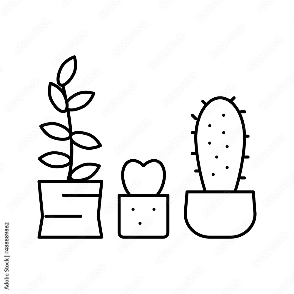 cactus house plant line icon vector illustration cactus house plant line icon vector illustration