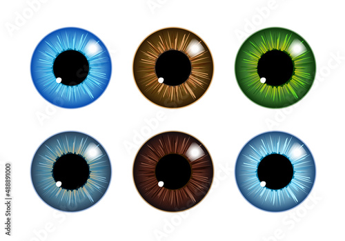 Eye logo iris pupil icon. Flat health hospital ophthalmologist eye logo