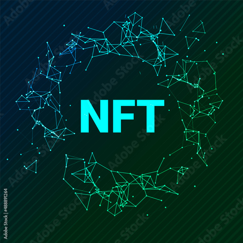 NFT token non fungible digital vector coin. NFT crypto altcoin vector digital logo