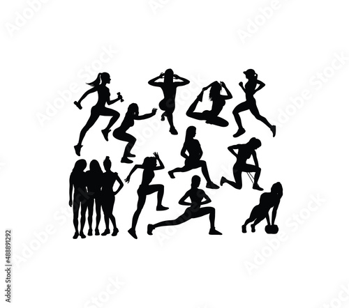 Fitness and Gym Silhouettes, art vector design 
