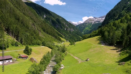 I take some aerial shots with my quadcoper in 4K from Zillergrund at the austria mountains photo