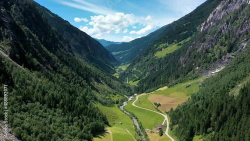 I take some aerial shots with my quadcoper in 4K from Zillergrund at the austria mountains photo