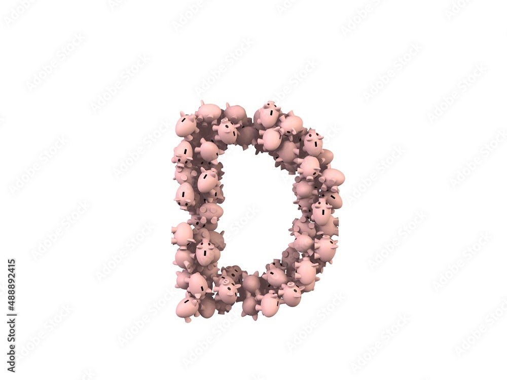 Piggy Bank Themed Font Letter D Piggy Bank Themed Font Letter D