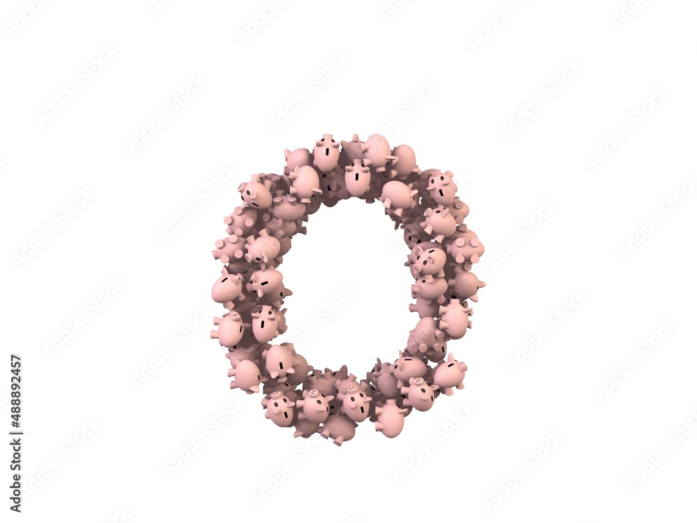 Piggy Bank Themed Font Letter O Piggy Bank Themed Font Letter O