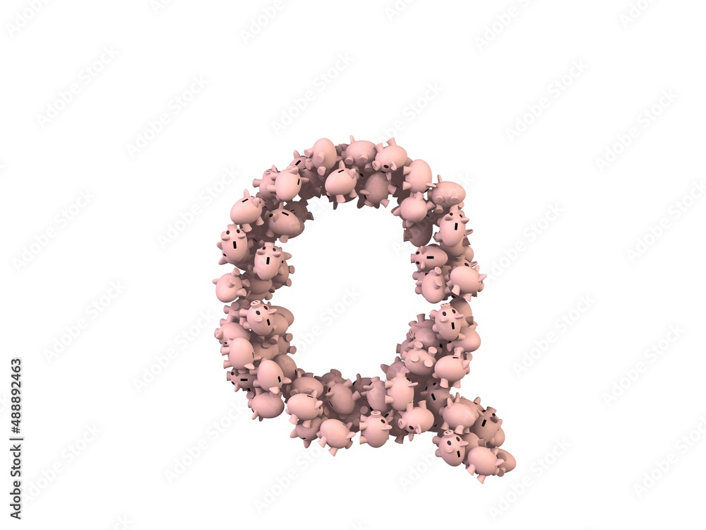 Piggy Bank Themed Font Letter Q Piggy Bank Themed Font Letter Q