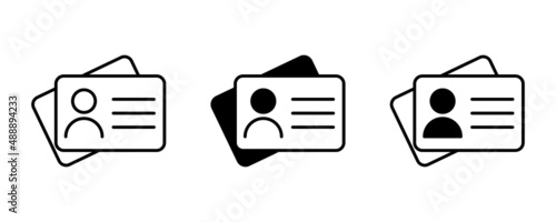 Identities card. Editable stroke. The identity card is black and white. Vector illustration. stock image. 
