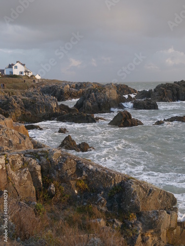 The granite coast of Batz-sur-mer. Autumn 2021, France.