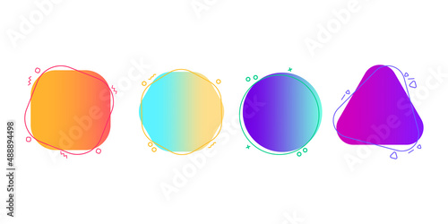 Colorful splash figures in flat style. Blob abstract shape. Liquid color background design. Vector illustration. stock image. 