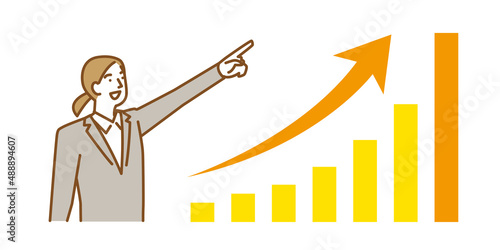 高い目標を掲げるスーツ姿の若い女性