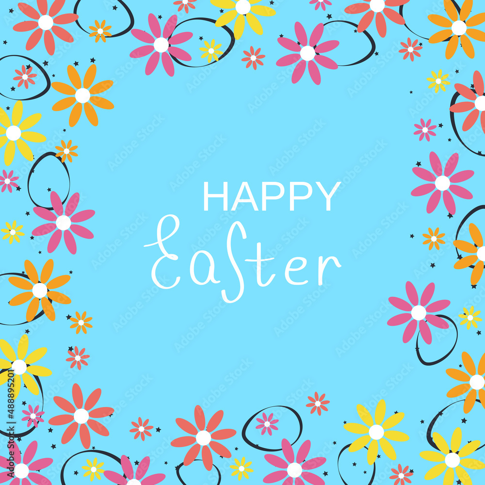 Happy Easter cartoon style vector background