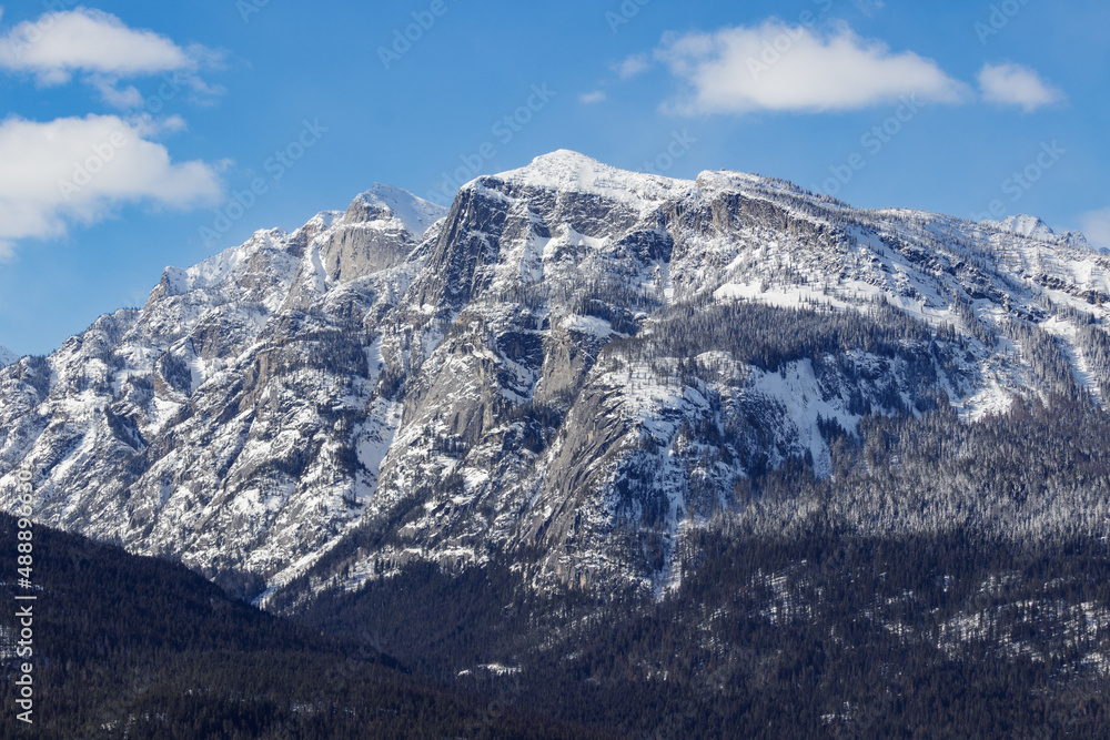 A snow covered mountain peak