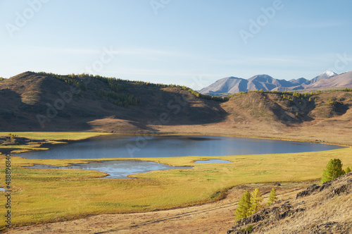 Altai lake Dzhangyskol on Eshtykel plateau. © Serg Zastavkin