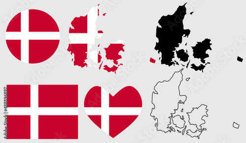 denmark map flag icon set