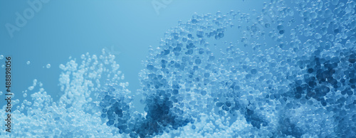 Blue Background with Futuristic, Suspended Particles. Medical or Innovative Research concept. photo