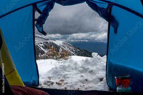 tent in the mountains