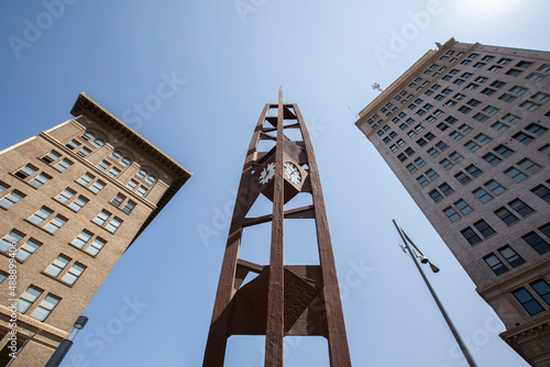 Daytime city view of historic downtown Fresno, California, USA. photo