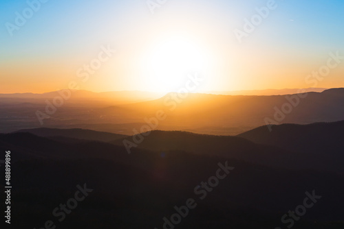 Sunset over the mountains in Virginia's Shenandoah National Park! © haleturek.raw