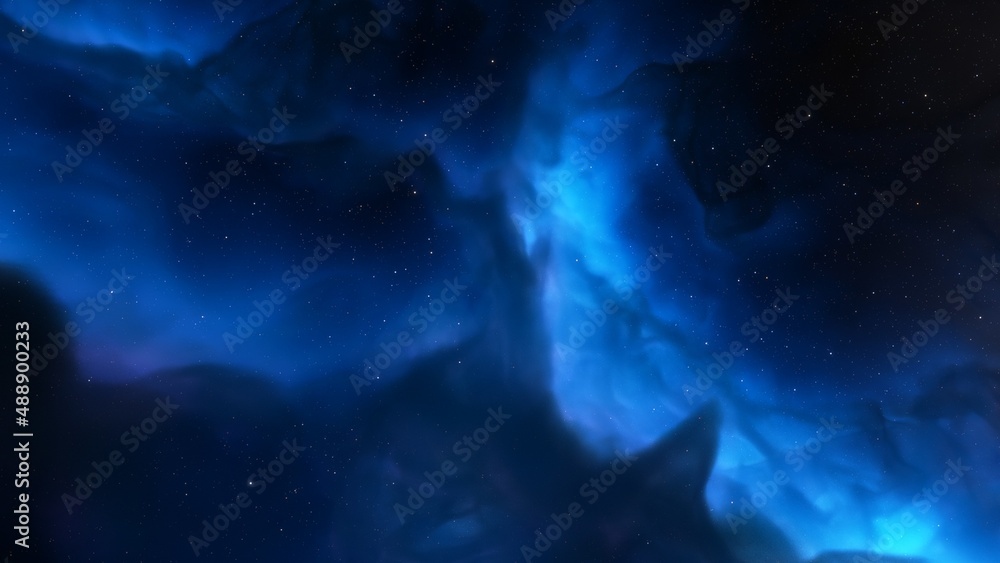 Obraz premium nebula gas cloud in deep outer space, science fiction illustrarion, colorful space background with stars 3d render