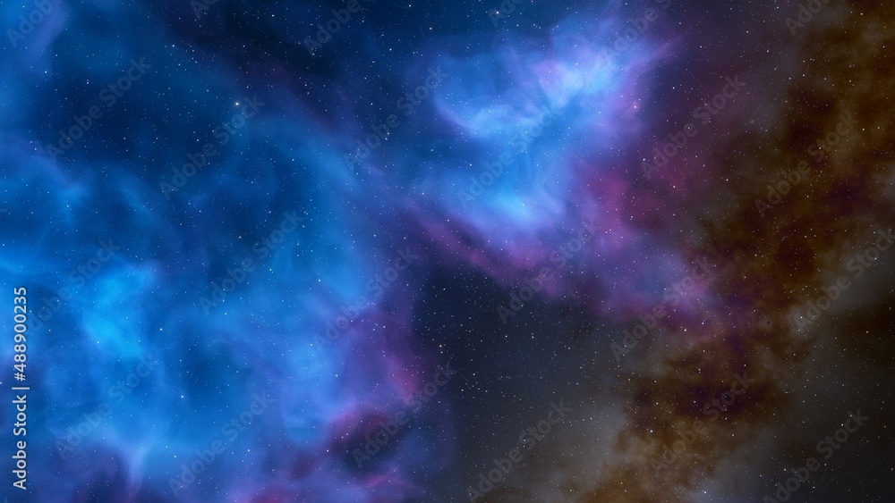 Fototapeta premium nebula gas cloud in deep outer space, science fiction illustrarion, colorful space background with stars 3d render