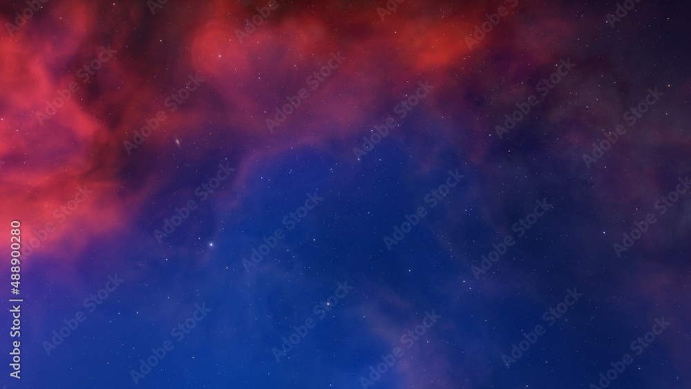 Fototapeta premium nebula gas cloud in deep outer space, science fiction illustrarion, colorful space background with stars 3d render