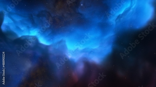 nebula gas cloud in deep outer space  science fiction illustrarion  colorful space background with stars 3d render