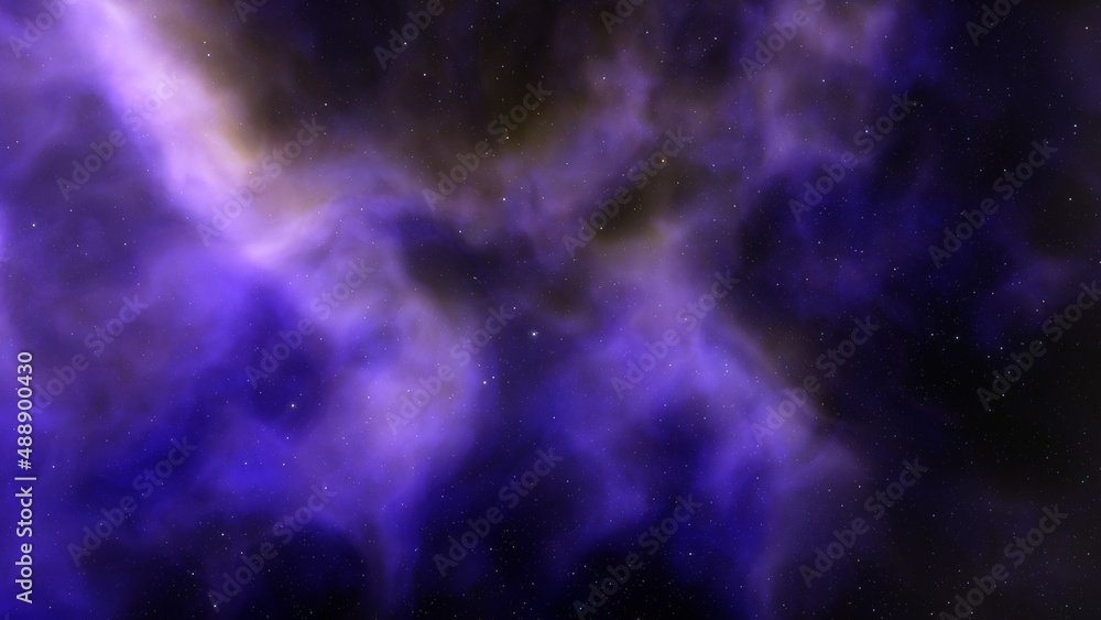 nebula gas cloud in deep outer space, science fiction illustrarion, colorful space background with stars 3d render