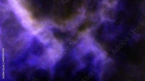 nebula gas cloud in deep outer space, science fiction illustrarion, colorful space background with stars 3d render