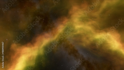 nebula gas cloud in deep outer space, science fiction illustrarion, colorful space background with stars 3d render