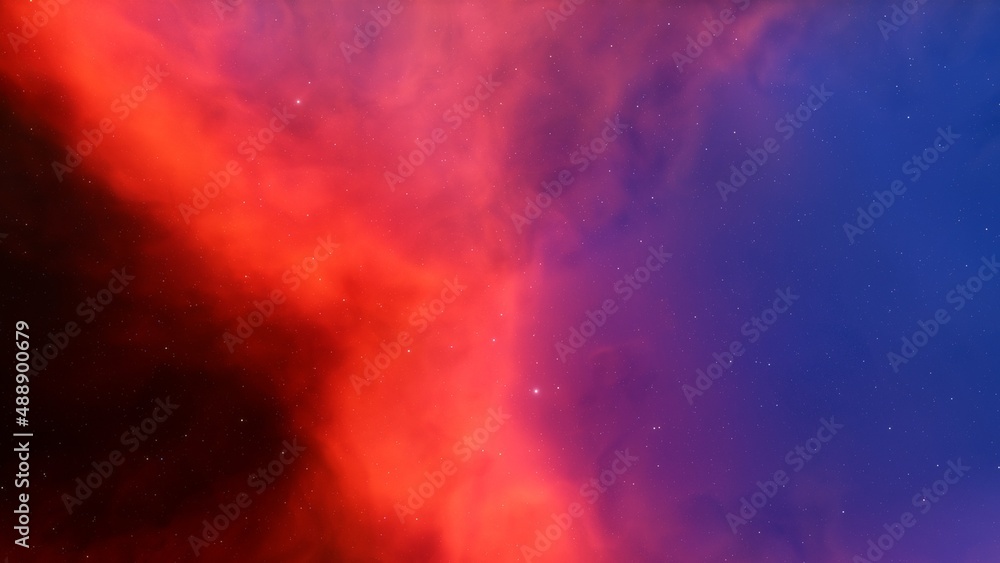 nebula gas cloud in deep outer space, science fiction illustrarion, colorful space background with stars 3d render