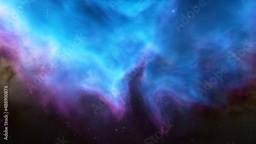 nebula gas cloud in deep outer space, science fiction illustrarion, colorful space background with stars 3d render © ANDREI