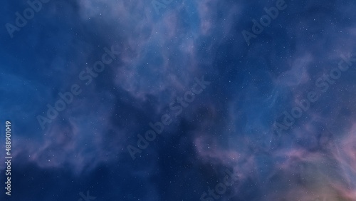 nebula gas cloud in deep outer space, science fiction illustrarion, colorful space background with stars 3d render