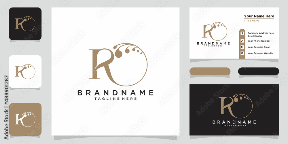 Initial letter R luxury Logo design Vector with business card design ...