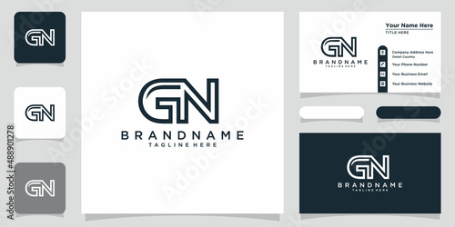 GN or NG letter designs for logo and icons with business card design photo