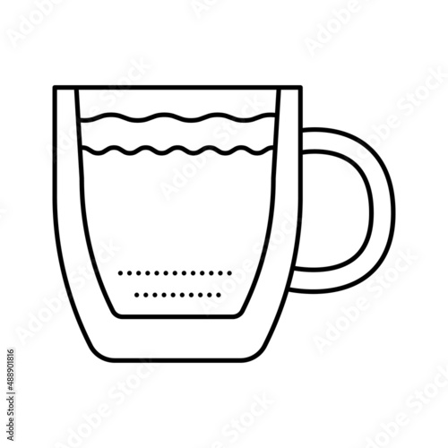 coffee cup double wall glass line icon vector illustration photo