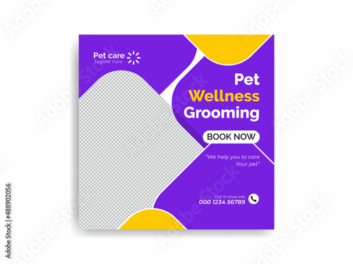 Pet care social media post Template or web banner template. Pet care service promotional banner ads Service