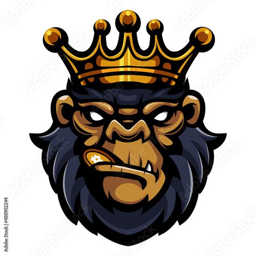 King gorilla head biting crypto coin