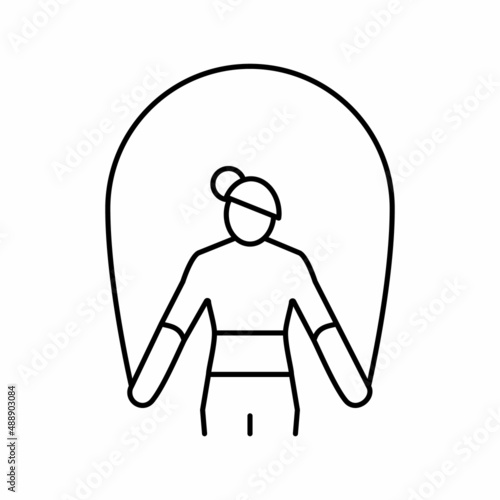 skipping rope training athlete line icon vector illustration