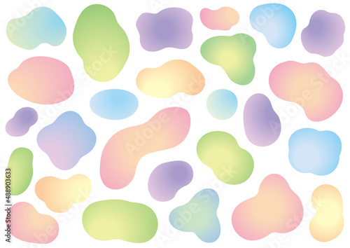 抽象的な形　変形　素材　セット　カラフル　グラデーション