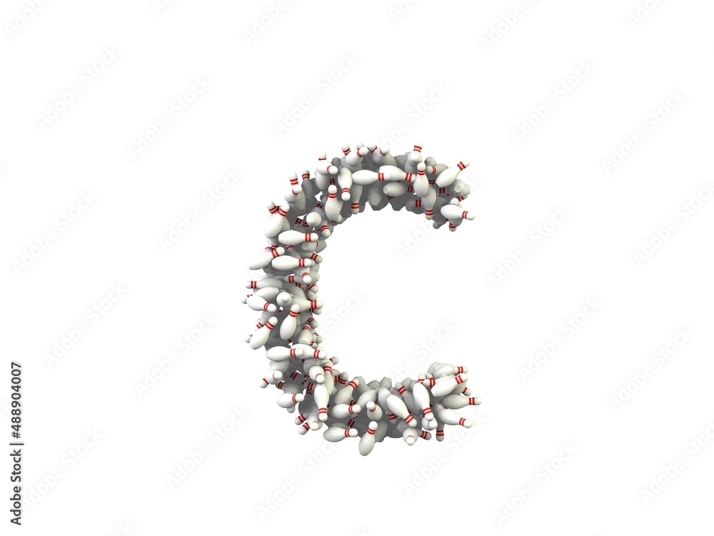 Fototapeta premium Bowling Pin Themed Font Letter C