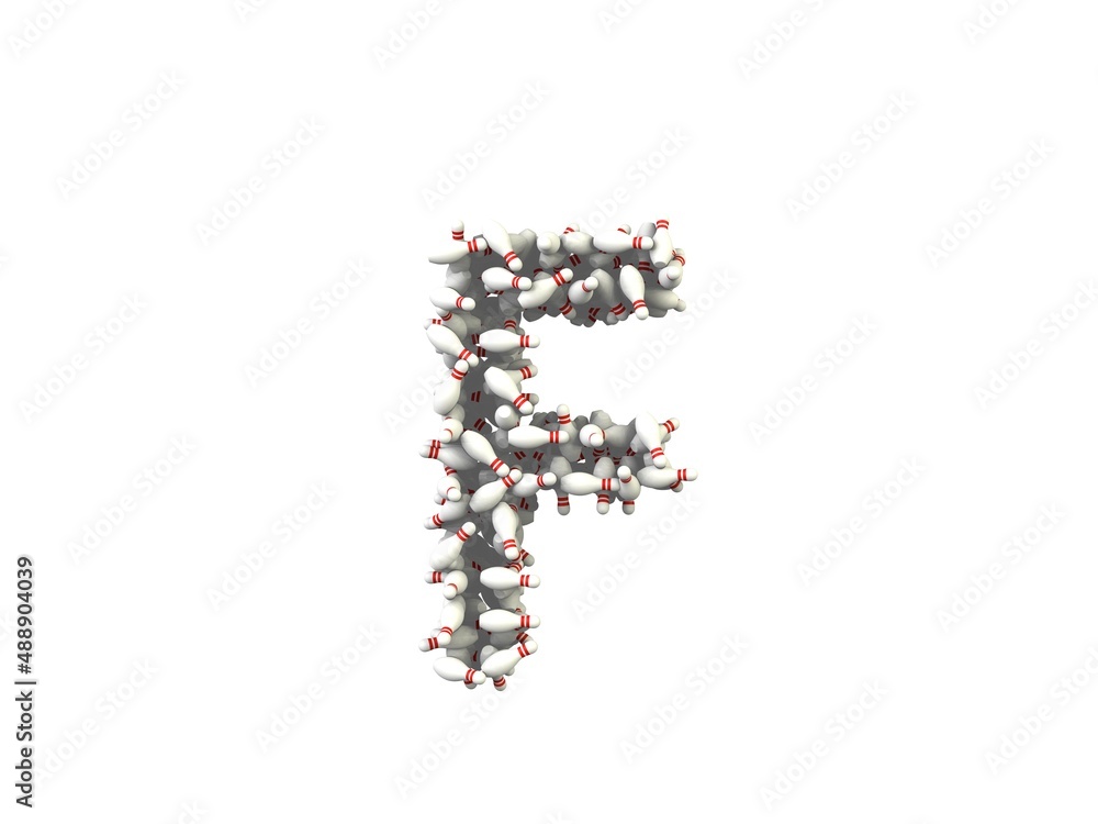 Bowling Pin Themed Font Letter F Bowling Pin Themed Font Letter F