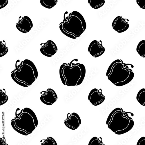 Capsicum Icon Seamless Pattern, Pepper Icon, Bell Pepper Icon