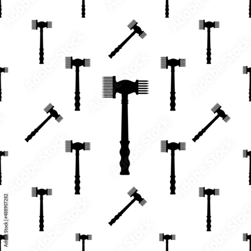 Meat Tenderizer Tool Icon Seamless Pattern, Meat Mallet, Meat Pounder For Tenderize Slab Of Meat