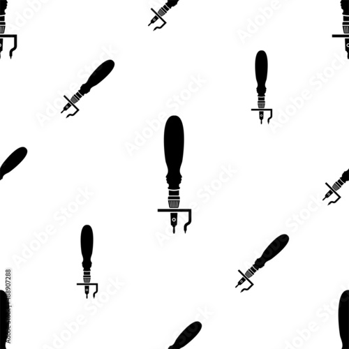 Stitching Groover Tool Icon Seamless Pattern, Leather Craft Icon