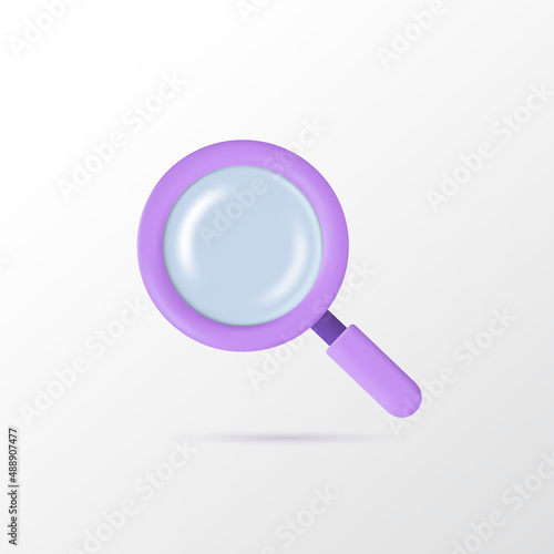 Magnifying glass 3d vector icon illustration design element