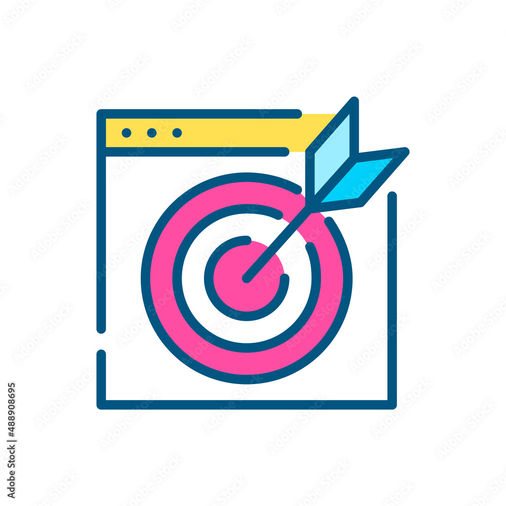 Arrow hitting target in a browser. Pixel perfect, editable stroke color icon Arrow hitting target in a browser. Pixel perfect, editable stroke color icon