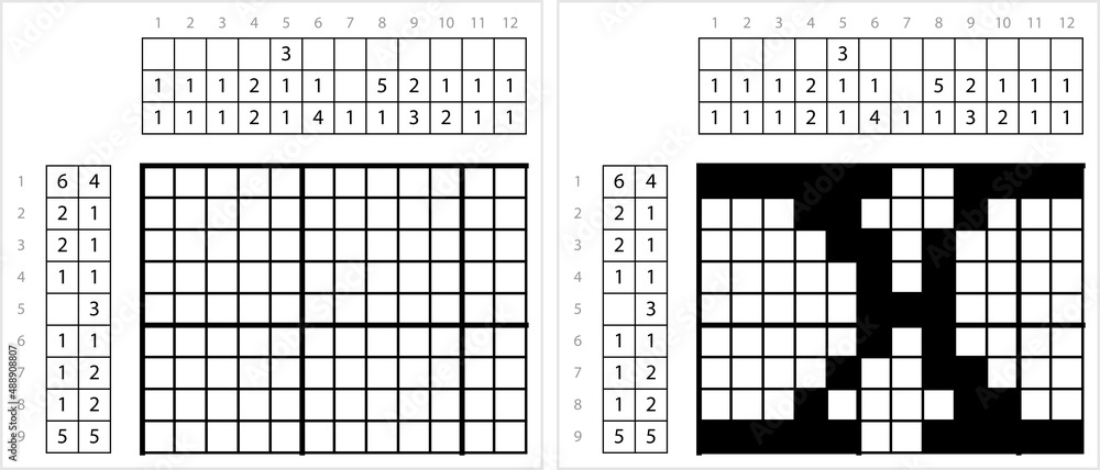 Fototapeta premium Alphabet x Lowercase Nonogram Pixel Art M_2112002