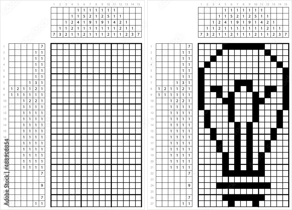 Fotografie Bulb Icon Nonogram Pixel Art M_2112004