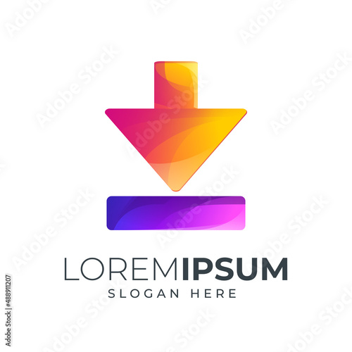 download icon design gradient color combination purple and orange can be use for logo, icon or landing page illustration