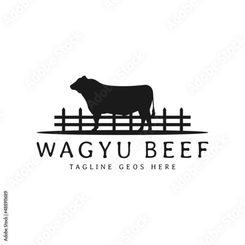 angus cattle farm illustration logo design